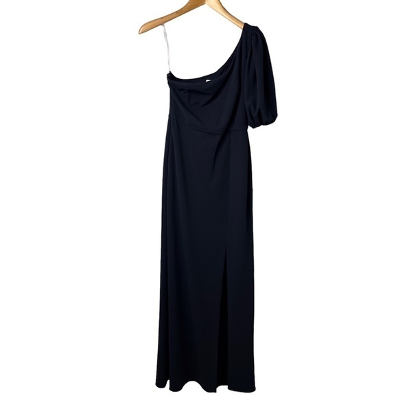 Sachin & Babi Nadia One Shoulder Gown Navy Blue Size 2 Leg Slit A Line - Picture 2 of 6